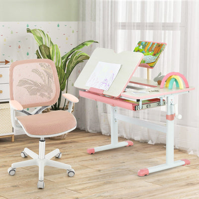Silla de Computadora Infantil de Malla Giratoria - Altura Ajustable en Rosa
