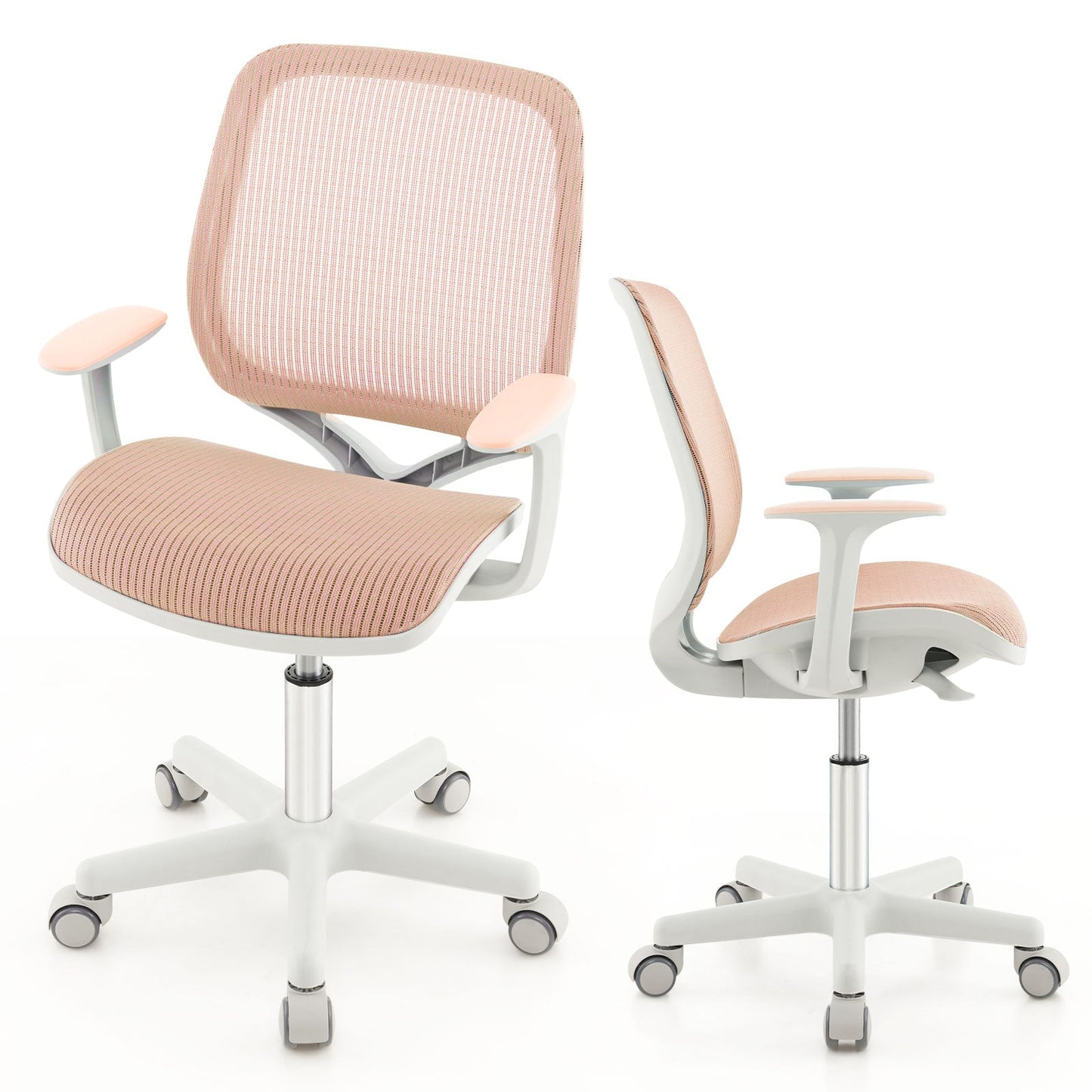 Silla de Computadora Infantil de Malla Giratoria - Altura Ajustable en Rosa