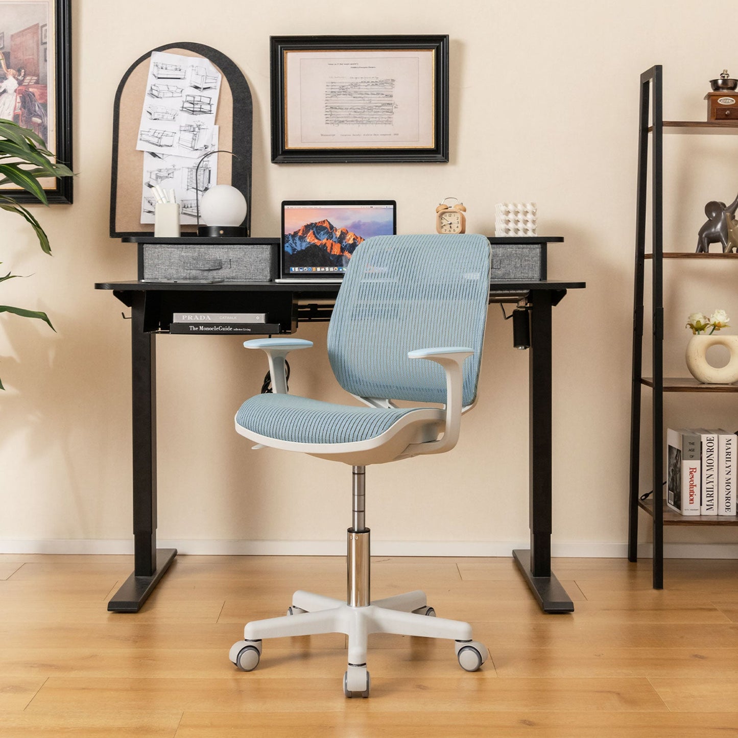 Swivel Mesh Children Computer Chair - Adjustable Height in Blue