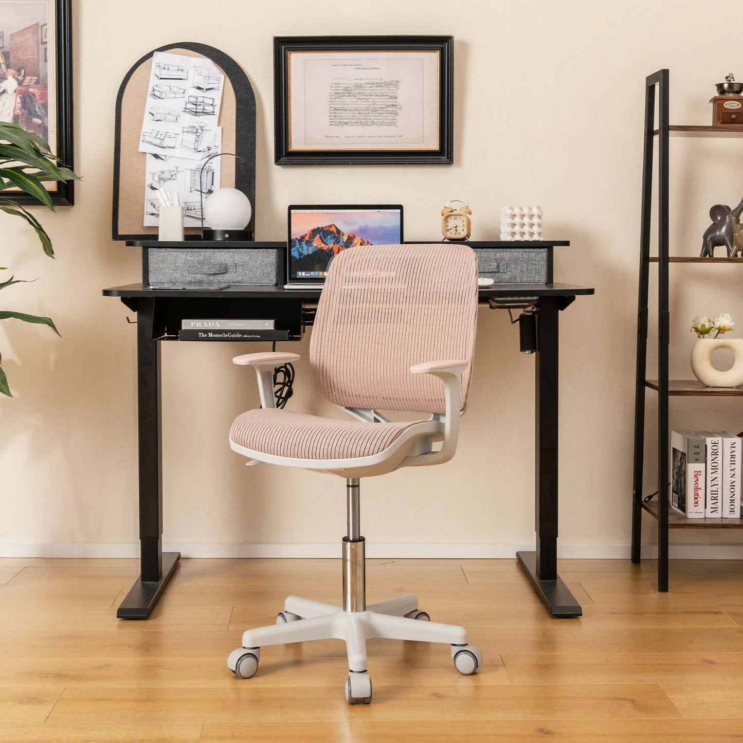 Silla de Computadora Infantil de Malla Giratoria - Altura Ajustable en Rosa