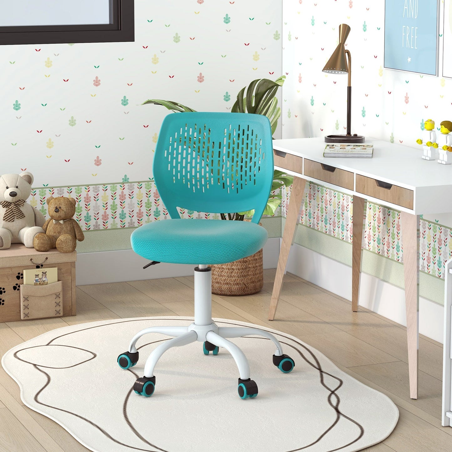 Chaise d'étude ergonomique pour enfants - Hauteur réglable en turquoise