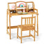 Ensemble Bureau et Chaise en Bambou pour Enfants avec Bibliothèque