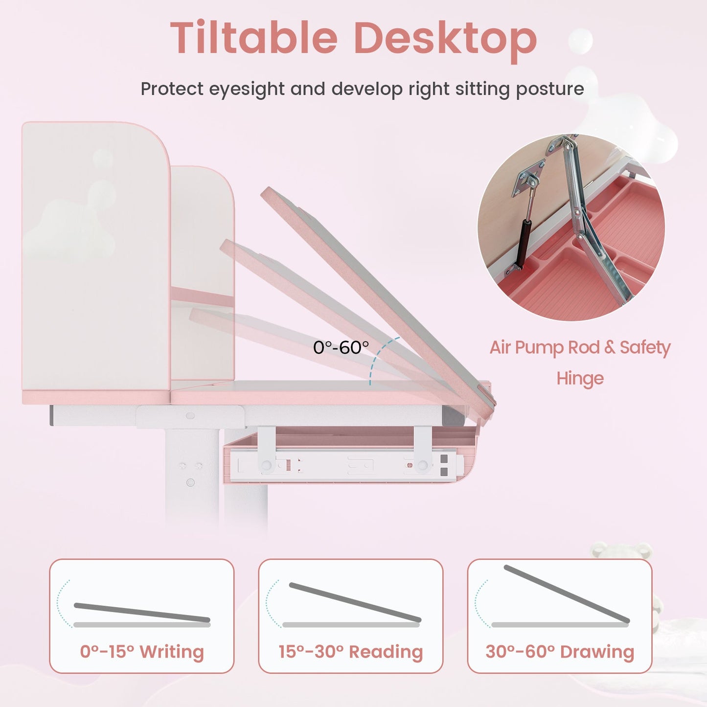 Adjustable Kids Desk and Chair Set - Pink