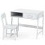 Kids Desk and Chair Set with Storage Drawer and Hutch - White