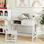 Kids Desk and Chair Set with Storage Drawer and Hutch - White
