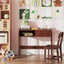 Kids Desk and Chair Set with Storage Drawer and Hutch - Brown