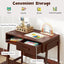 Kids Desk and Chair Set with Storage Drawer and Hutch - Brown