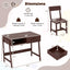 Kids Desk and Chair Set with Storage Drawer and Hutch - Brown