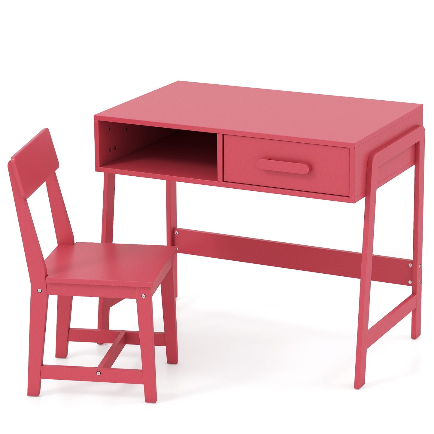 Juego de Escritorio y Silla para Niños con Almacenamiento - Rosa