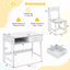 Kids Desk and Chair Set with Storage Drawer and Hutch - White