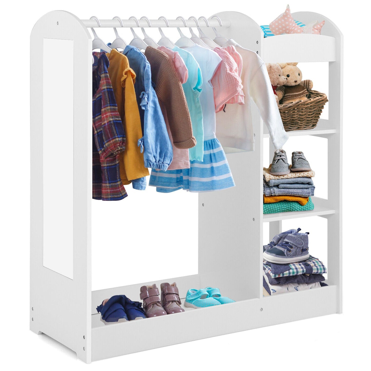 Kids Dress Up Storage with Mirror - White