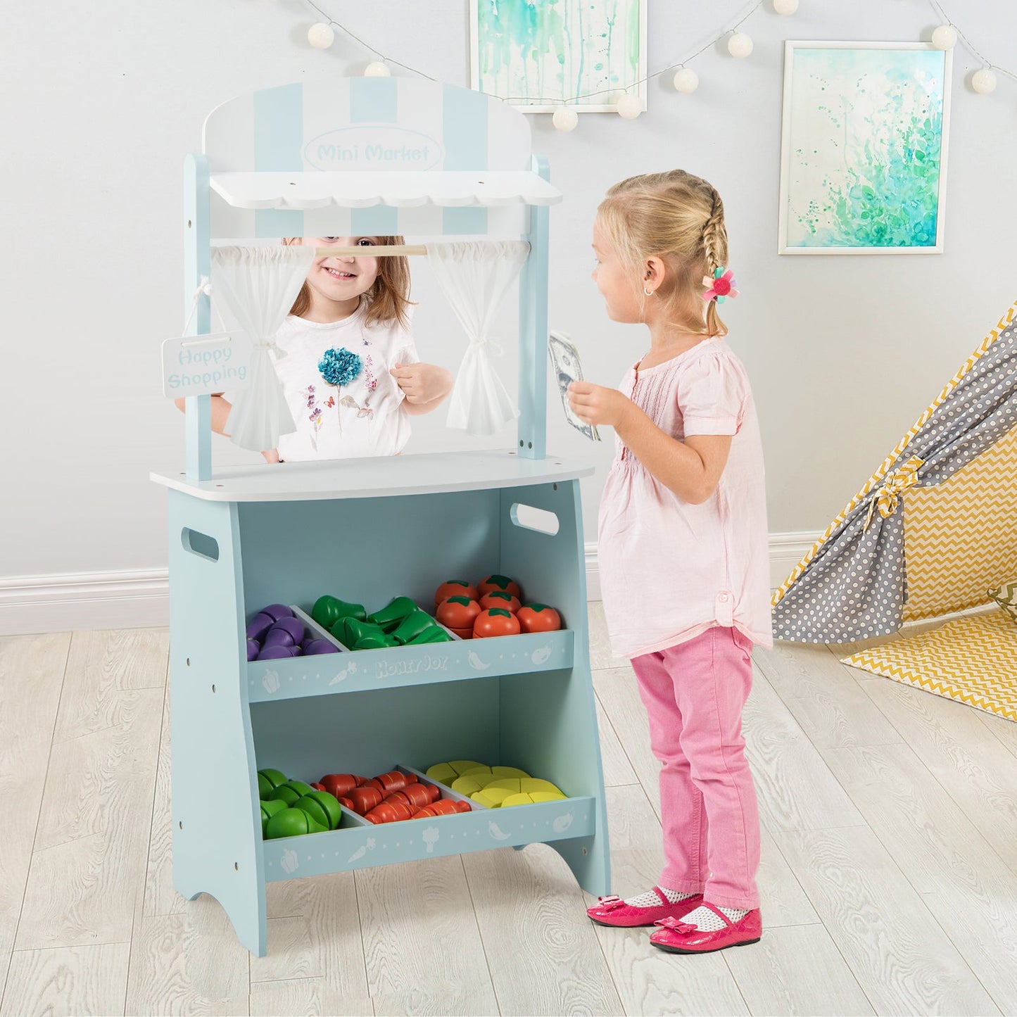 Stand de Marché Fermier pour Enfants - Bleu