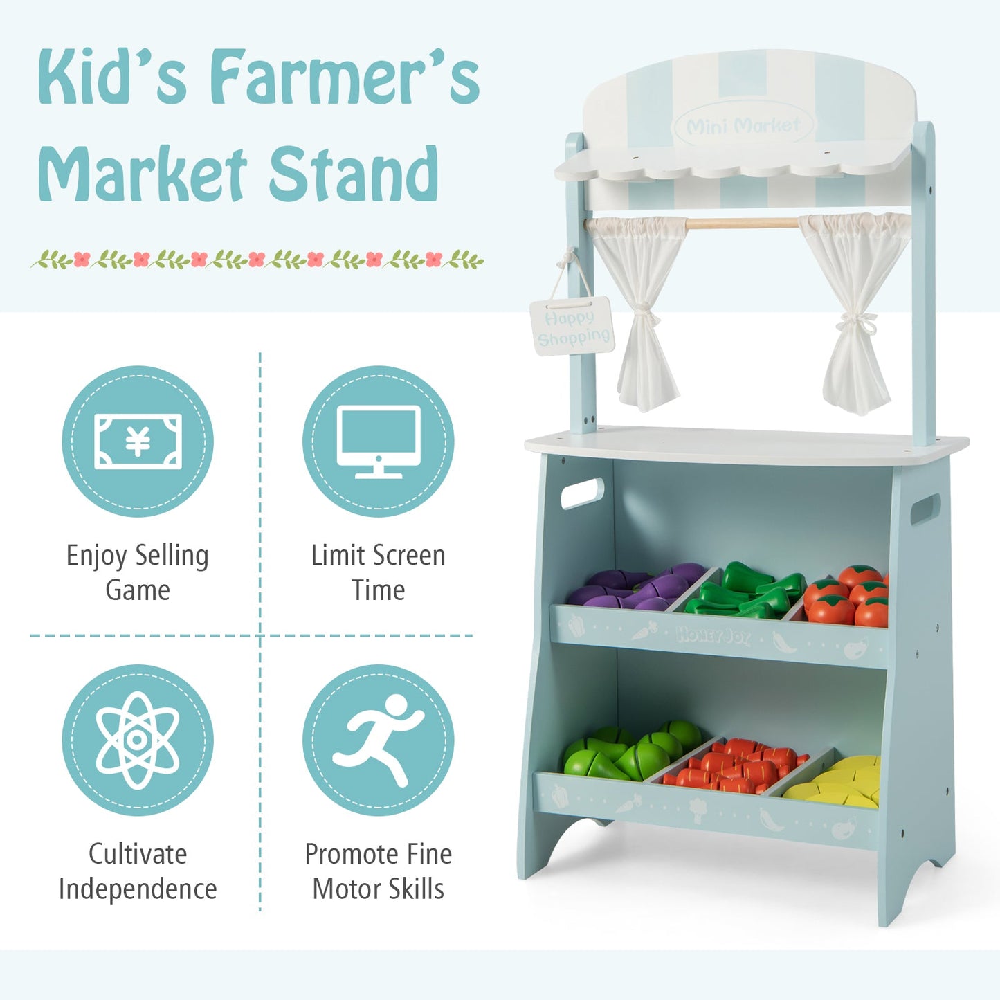Stand de Marché Fermier pour Enfants - Bleu