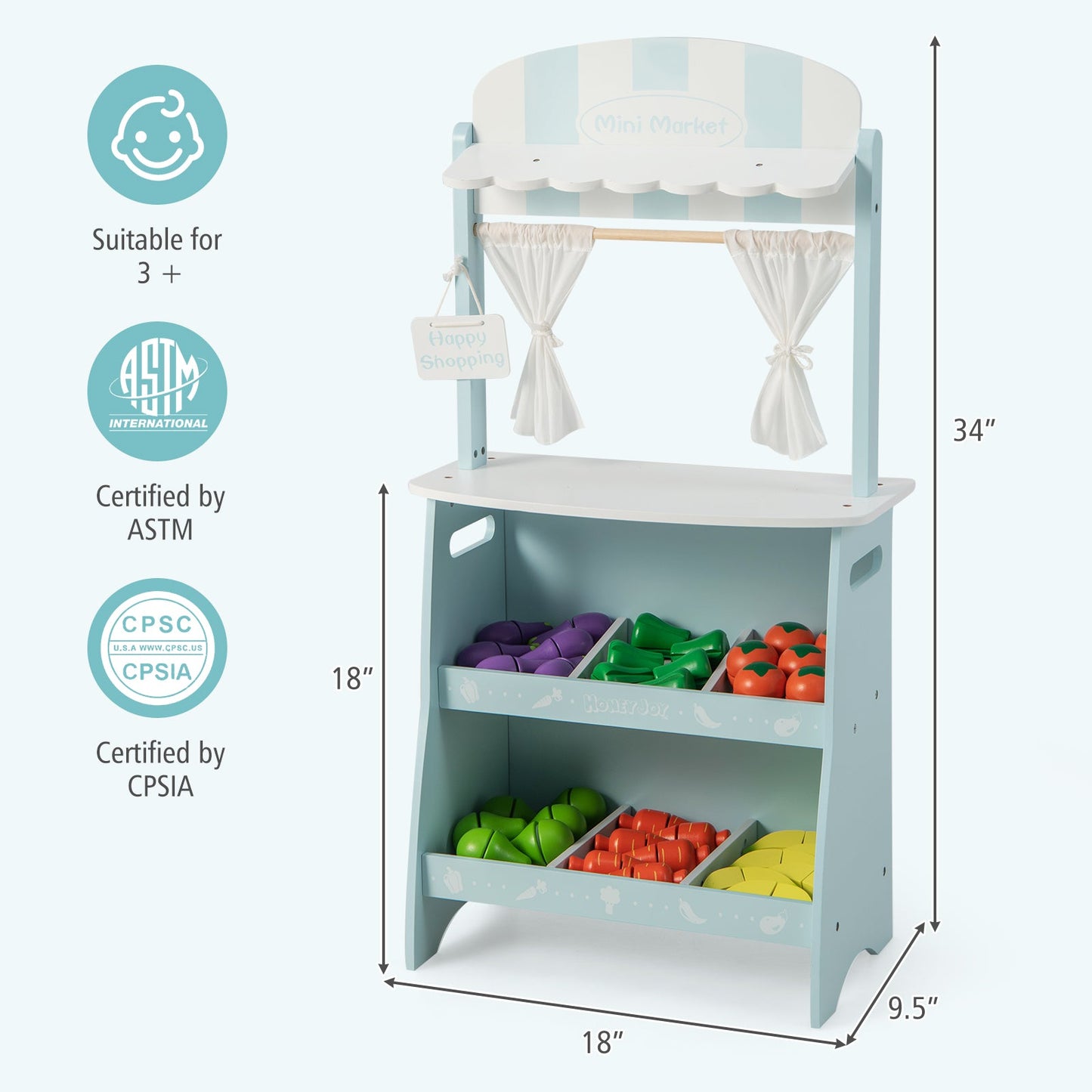 Stand de Marché Fermier pour Enfants - Bleu