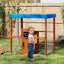 Kids Gas Station Playhouse with Refueling Guns - Brown