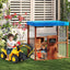 Kids Gas Station Playhouse with Refueling Guns - Brown