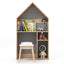 2-in-1 Kids House-Shaped Table and Chair Set - Gray