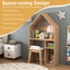 2-in-1 Kids House-Shaped Table and Chair Set - Gray