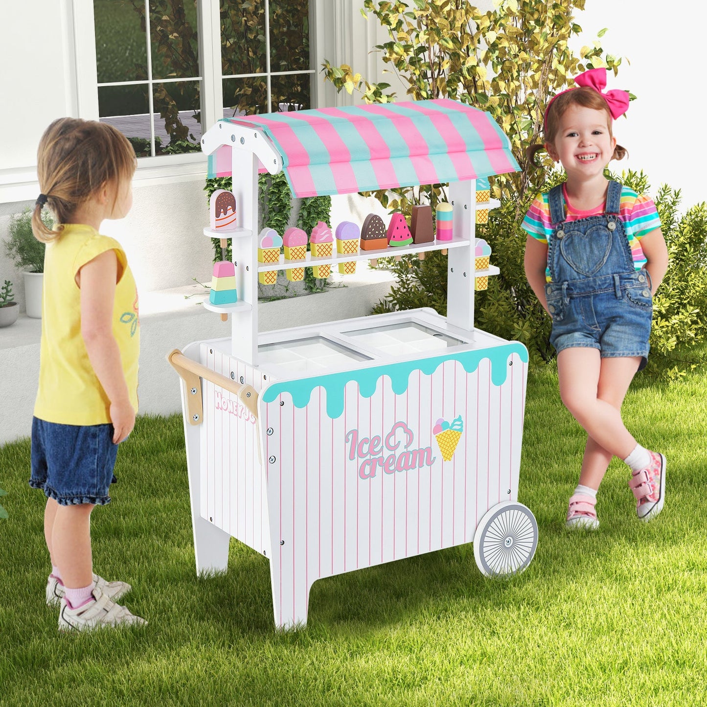 Chariot de Glaces pour Enfants avec Étagère d'Affichage et Accessoires