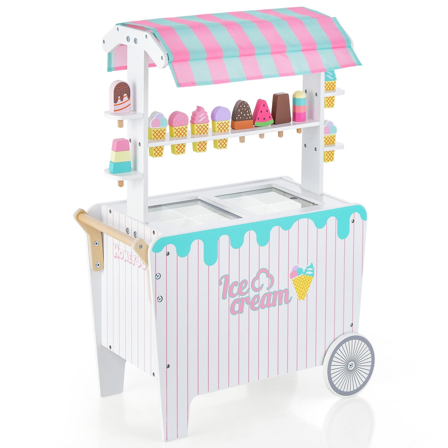 Chariot de Glaces pour Enfants avec Étagère d'Affichage et Accessoires