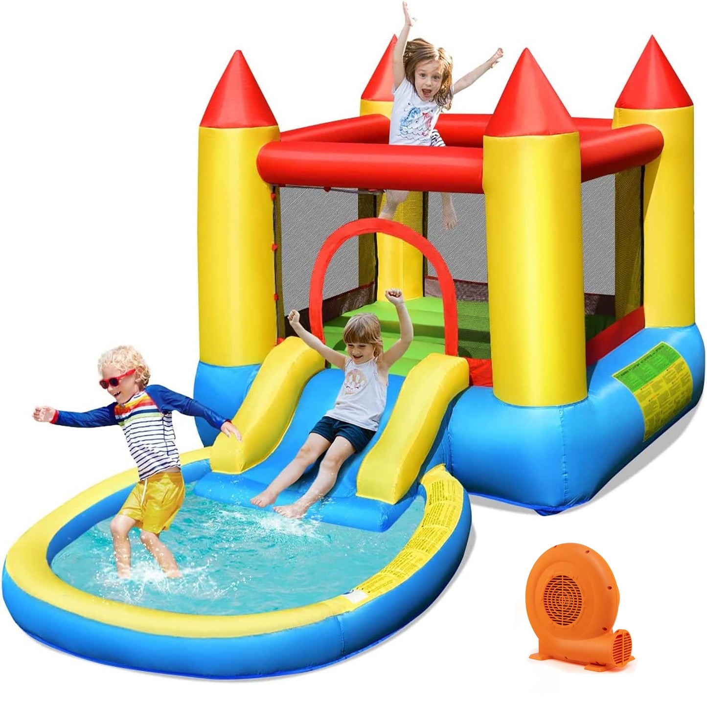 Gbruno Maison Gonflable avec Toboggan pour Enfants avec Souffleur