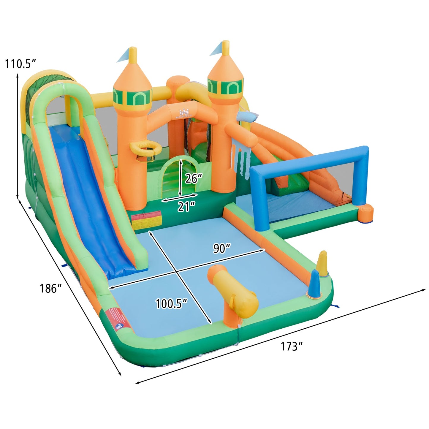 Toboggan Aquatique Gonflable pour Enfants avec Portique de Football et Souffleur