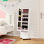 Kids Jewelry Armoire Cabinet with Swivel Base and Lockable Wheels - White