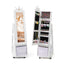 Kids Jewelry Armoire Cabinet with Swivel Base and Lockable Wheels - White