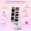 Kids Jewelry Armoire Cabinet with Swivel Base and Lockable Wheels - White