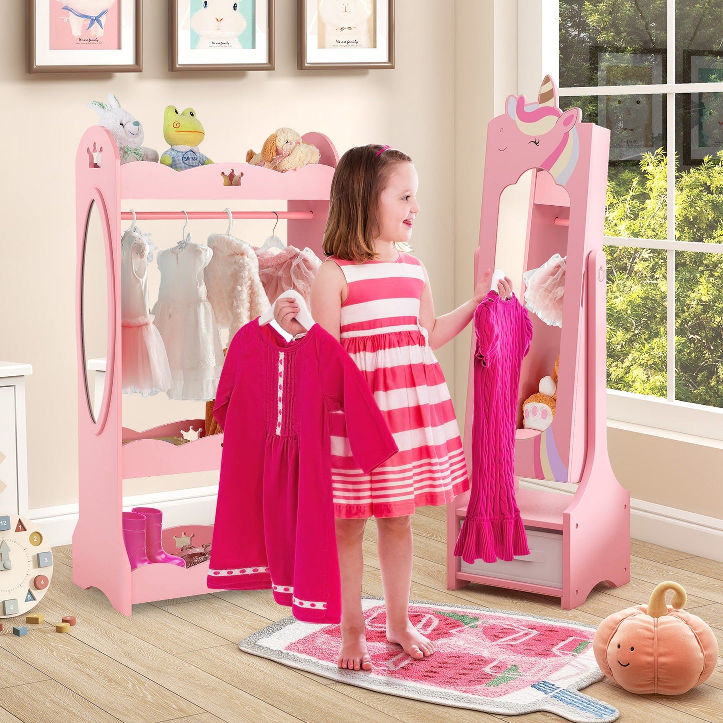 Kids Jewelry Armoire Cabinet with Storage - Pink