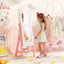 Kids Jewelry Organizer with Full-Length Mirror and Storage Shelves - White