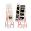 Kids Jewelry Organizer with Full-Length Mirror and Storage Shelves - White