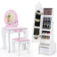 Armoire à bijoux pour enfants avec rangement et miroir réglable - Blanc