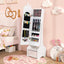 Armoire à bijoux pour enfants avec rangement et miroir réglable - Blanc