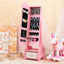 Cabinet de Bijoux pour Enfants avec Miroir Plein Long - Rose
