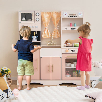 Kids Kitchen Playset with Microwave & Coffee Maker - Pink