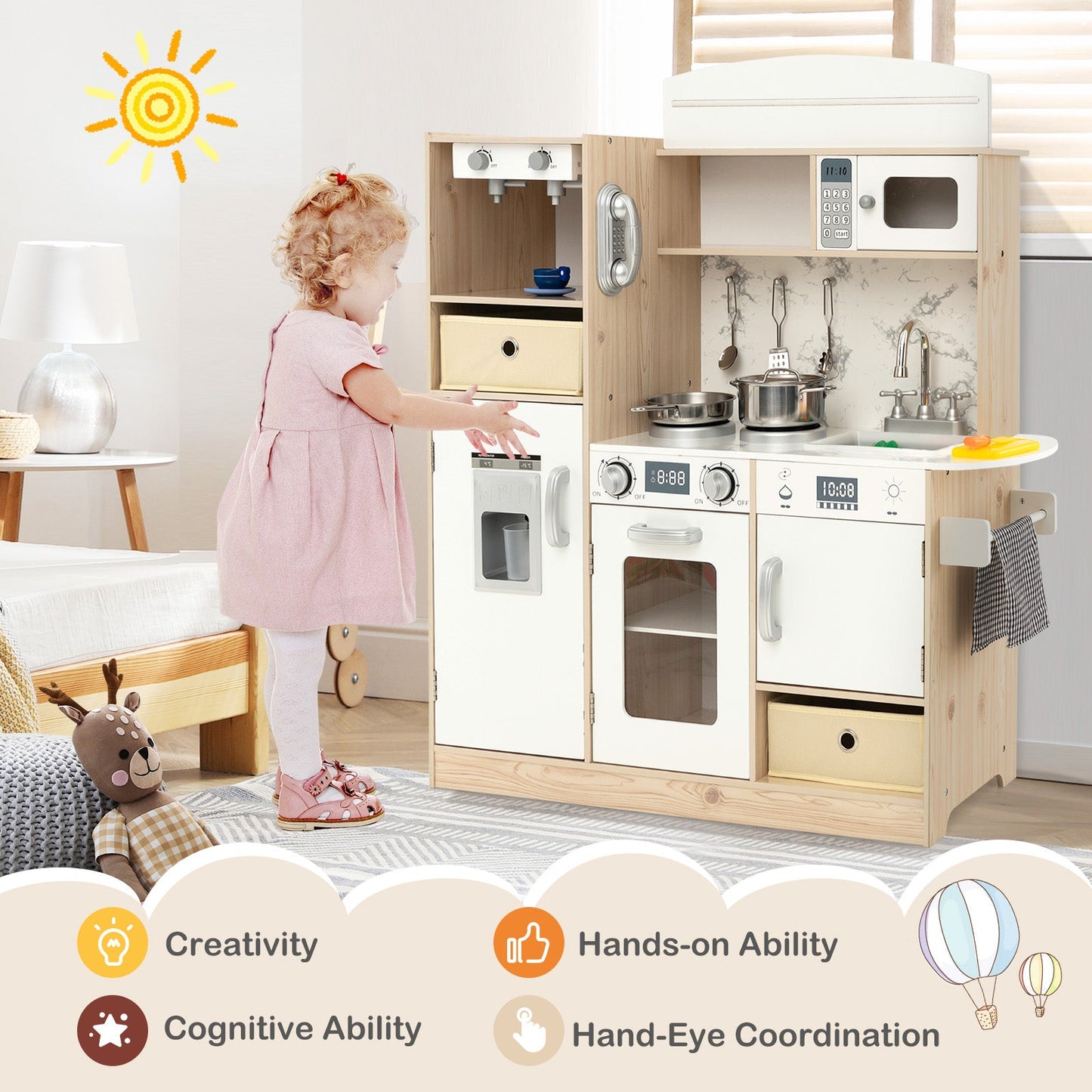 Ensemble de cuisine pour enfants avec lumières LED et bacs amovibles