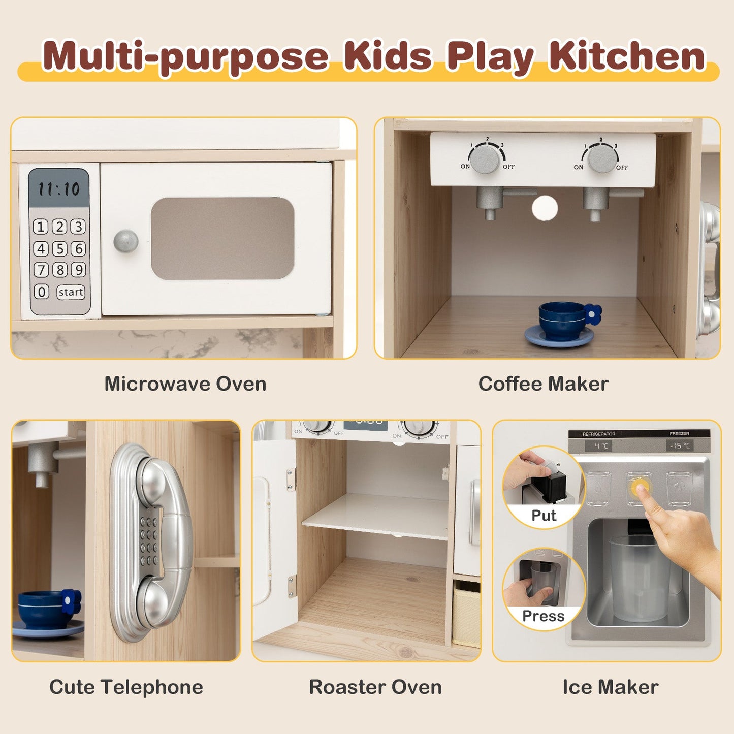 Ensemble de cuisine pour enfants avec lumières LED et bacs amovibles