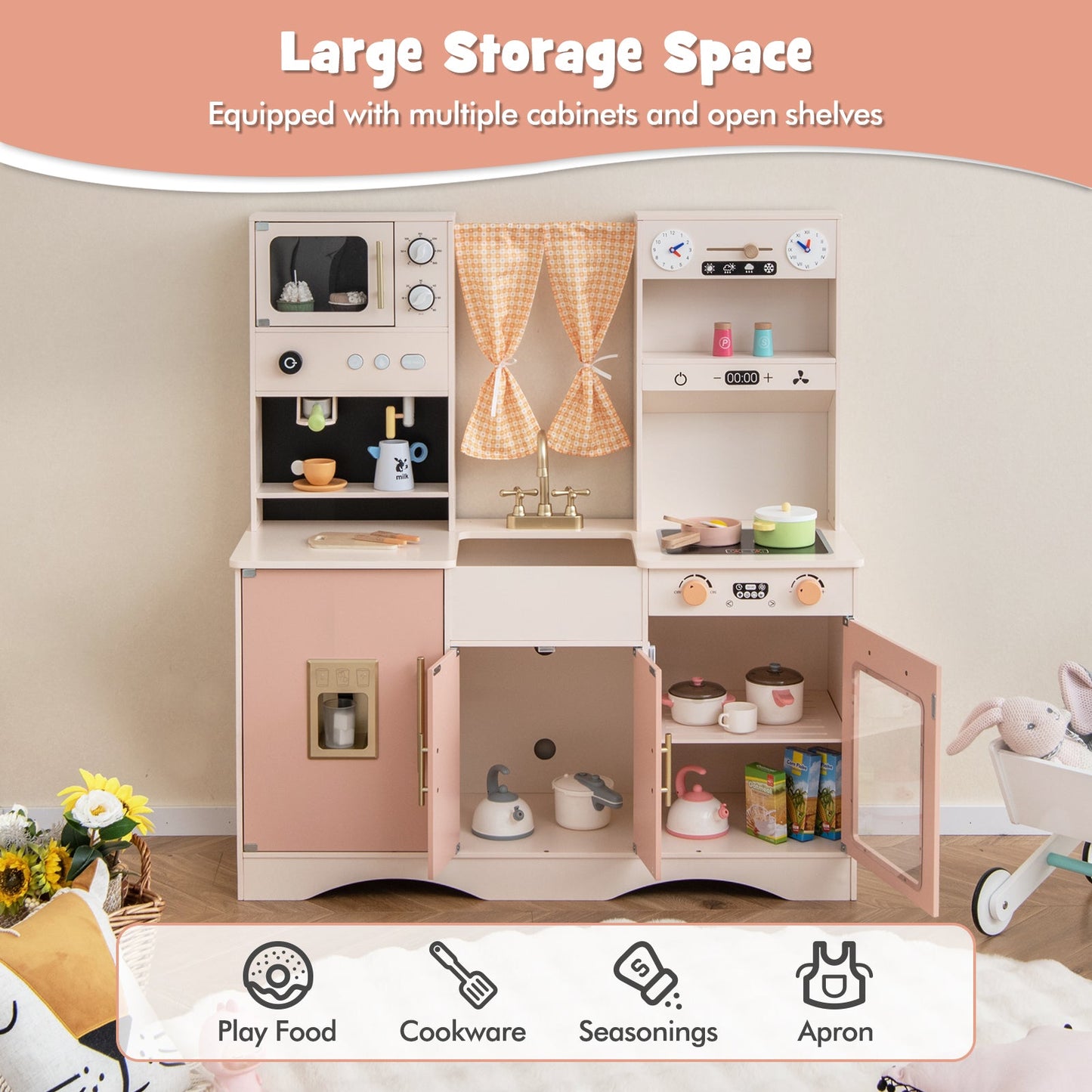 Juego de Cocina para Niños con Microondas y Cafetera - Rosa