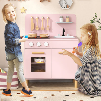 Kids Kitchen Playset with Cooking Accessories - Pink