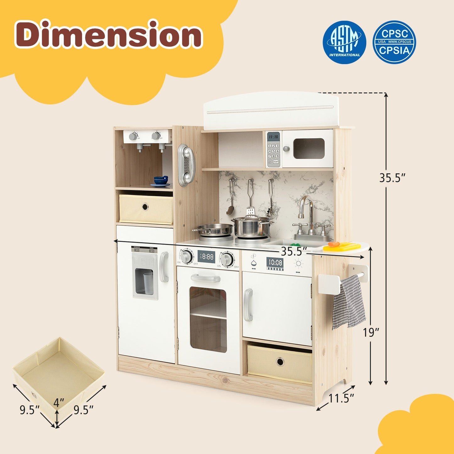 Ensemble de cuisine pour enfants avec lumières LED et bacs amovibles