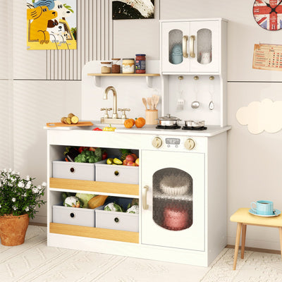 Kids Kitchen Playset with Cooking Accessories - White