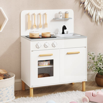 Kids Kitchen Playset with Cooking Accessories - White