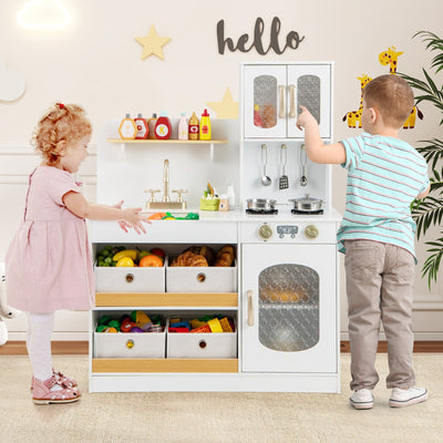 Kids Kitchen Playset with Cooking Accessories - White
