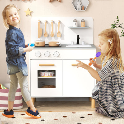 Kids Kitchen Playset with Cooking Accessories - White