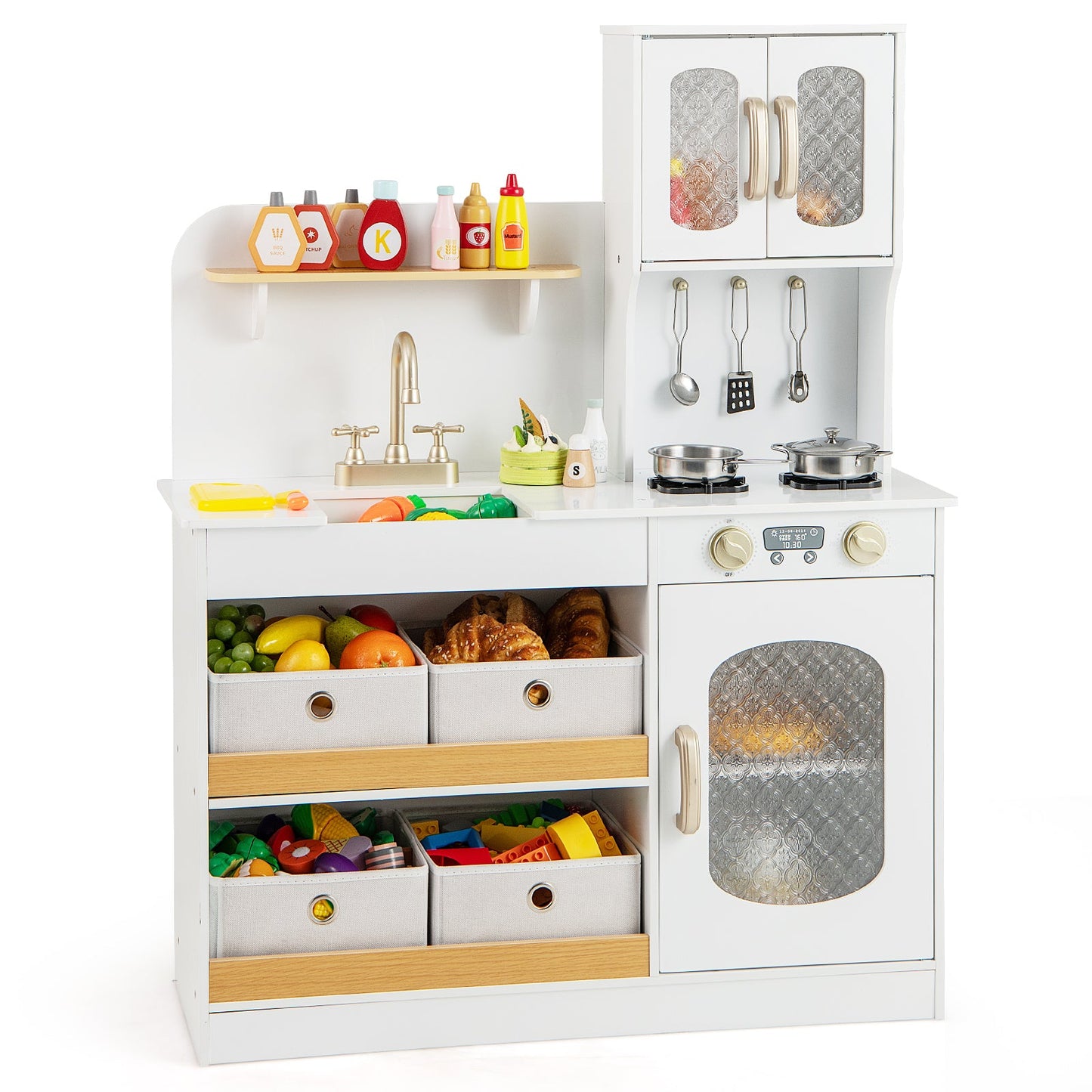 Kids Kitchen Playset with Cooking Accessories - White