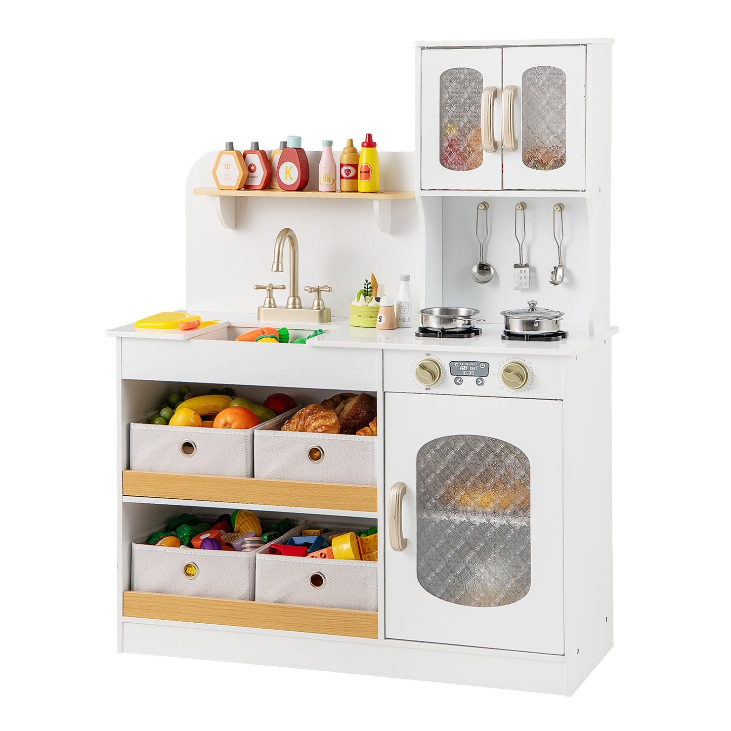 Kids Kitchen Playset with Cooking Accessories - White