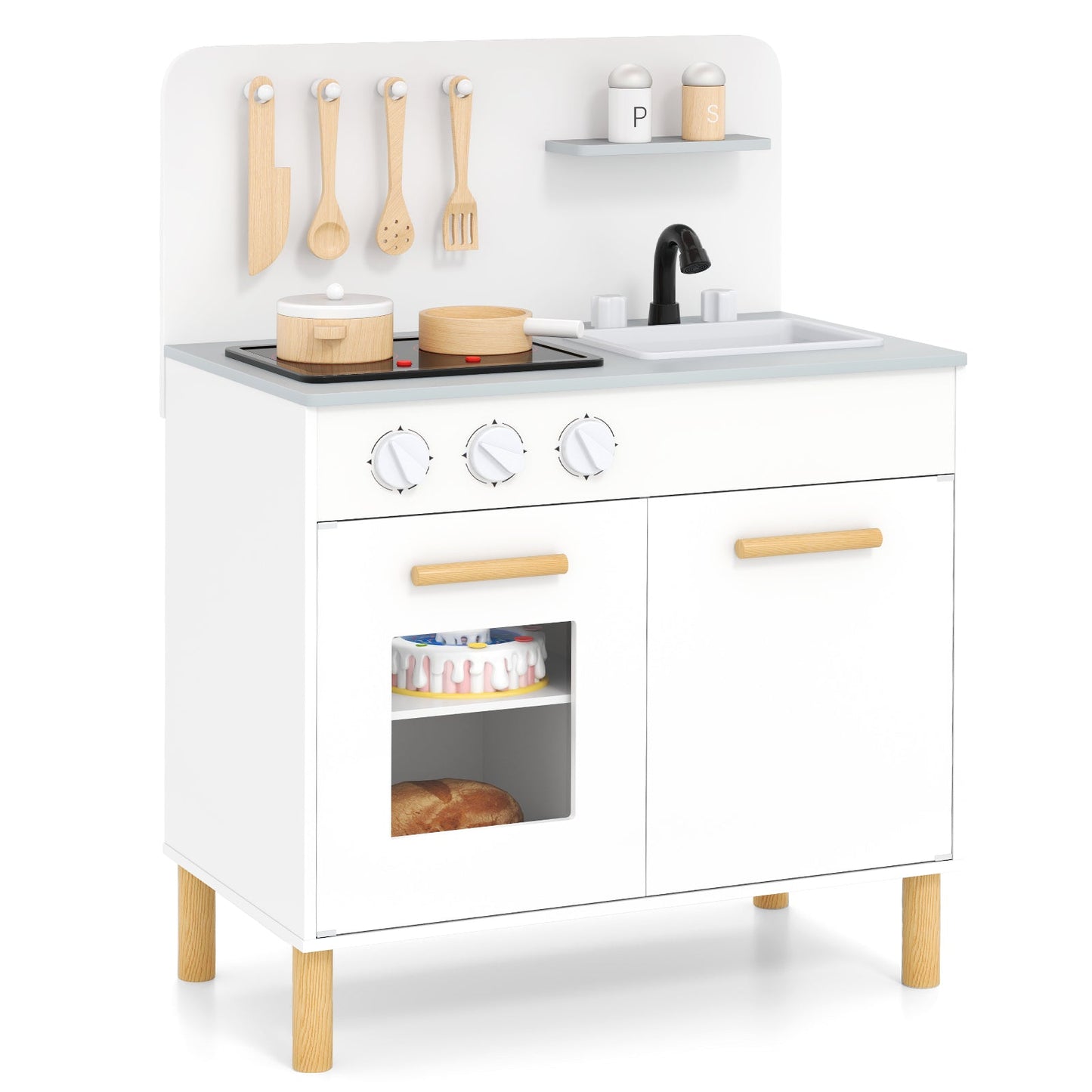 Kids Kitchen Playset with Cooking Accessories - White