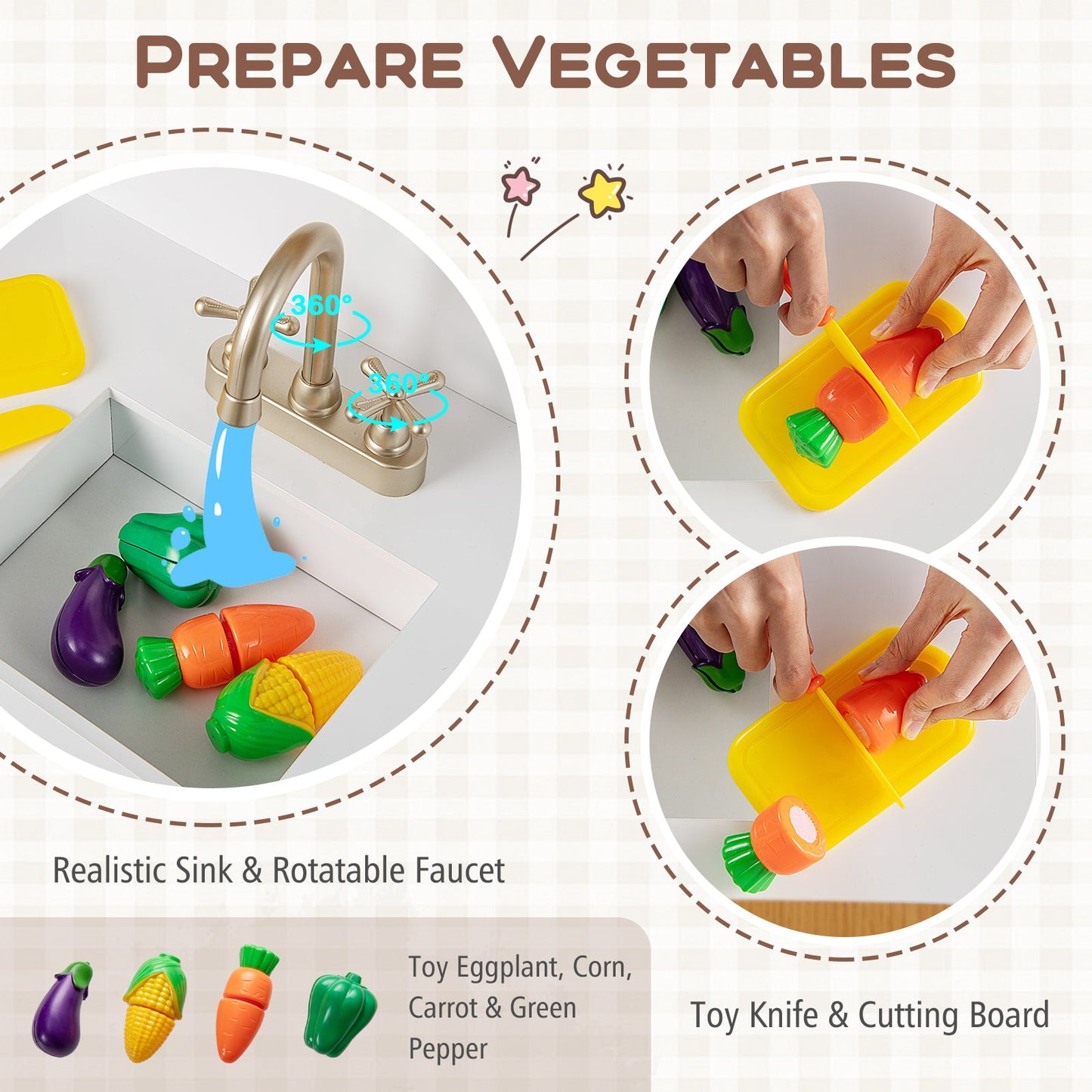 Kids Kitchen Playset with Cooking Accessories - White