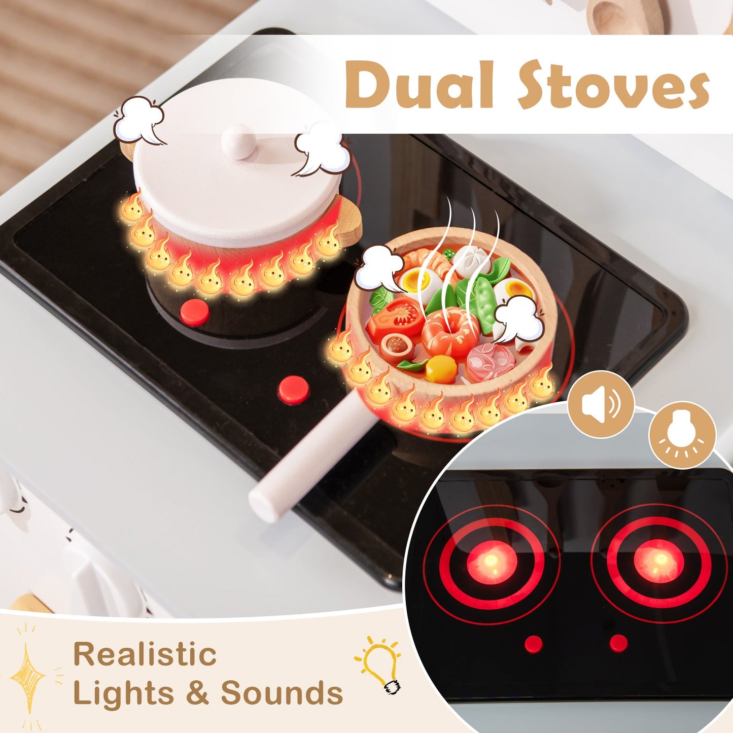 Kids Kitchen Playset with Cooking Accessories - White